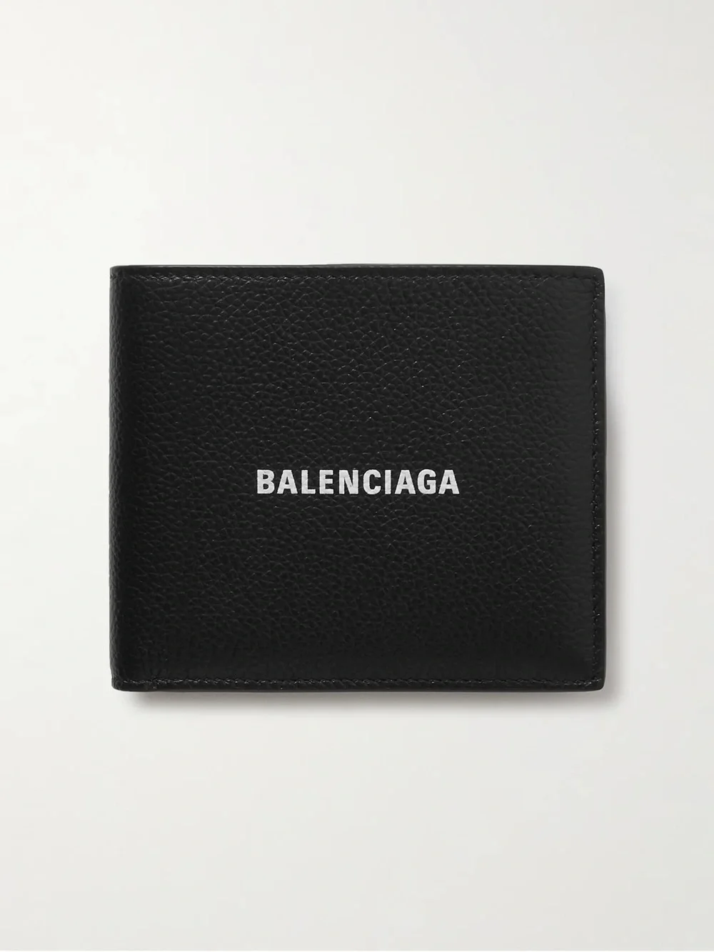 BALENCIAGA Logo-Print Full-Grain Leather Billfold Wallet